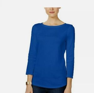Charter Club Pima Cotton Boat Neck Button Shoulder